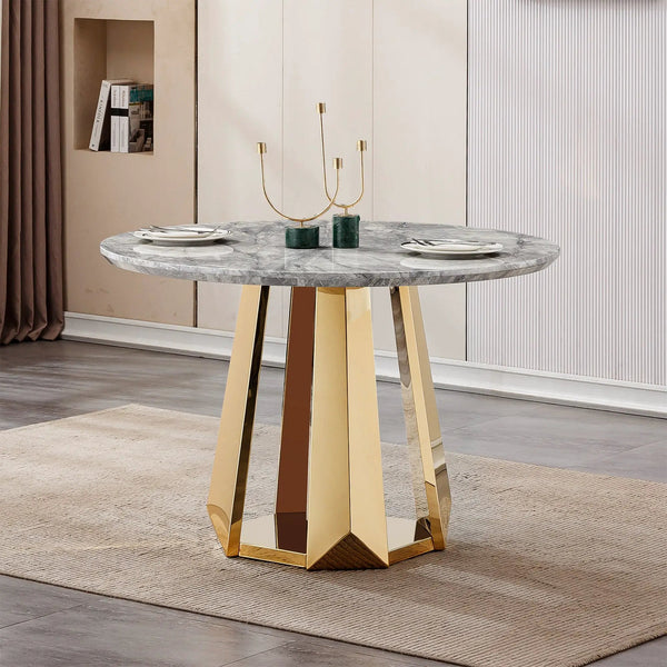 47" Round Marble Dining Table