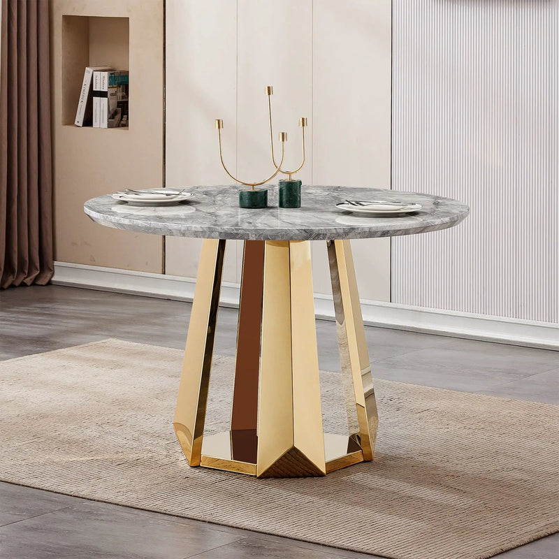 47" Round Marble Dining Table by HouseOfZazla