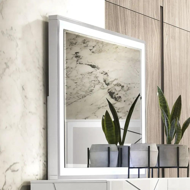 Esther - Mirror With LED - White / Silver by Unique Piece Furniture