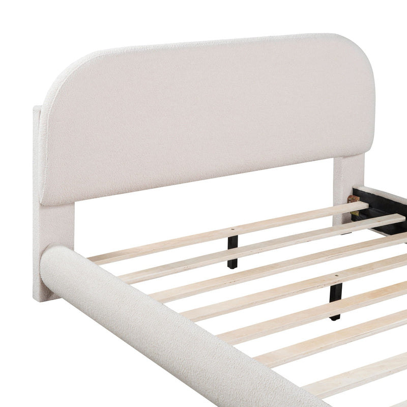 Upholstered Platform Bed With Thick Solid Frame And Stylish Curve-Shaped Design by HouseOfZazla