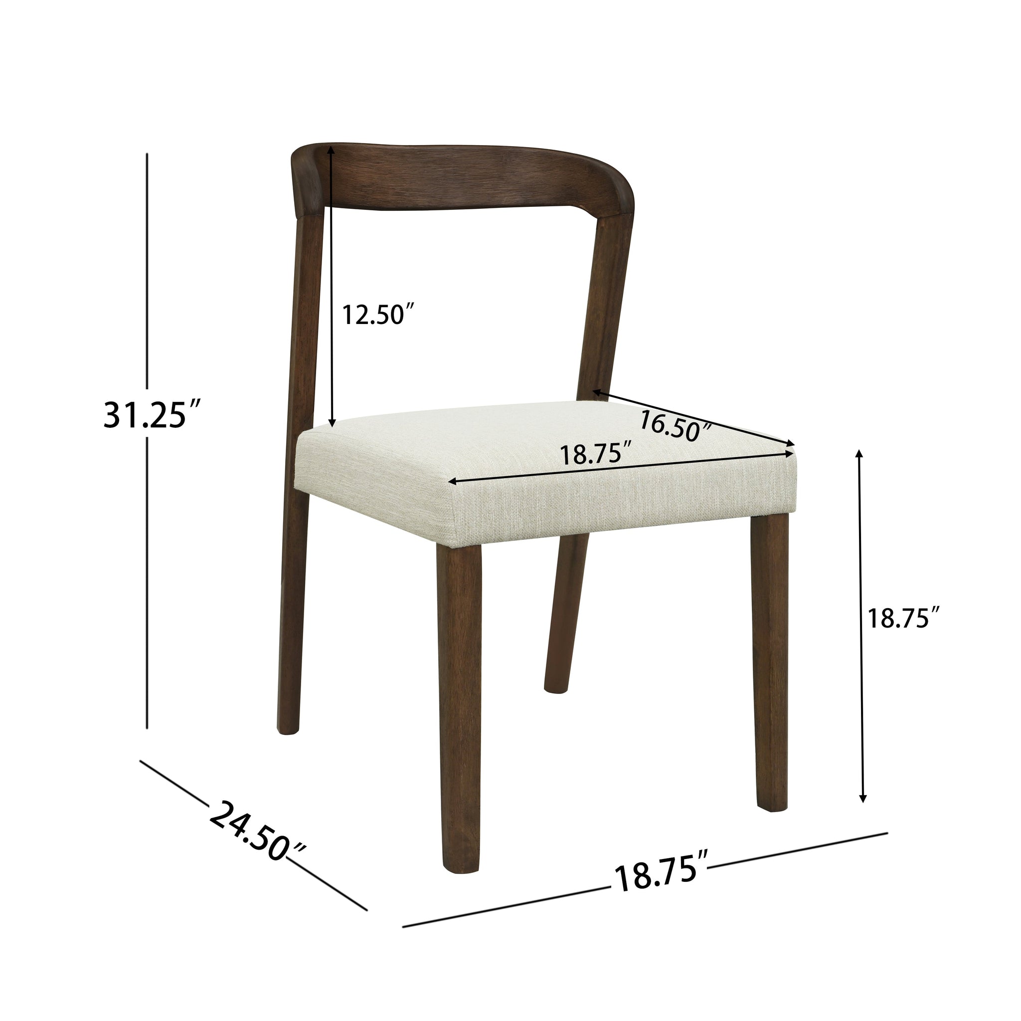 Solid Rubber Wood Dining Chairs (Walnut + Beige) Set of 2 by HouseOfZazla
