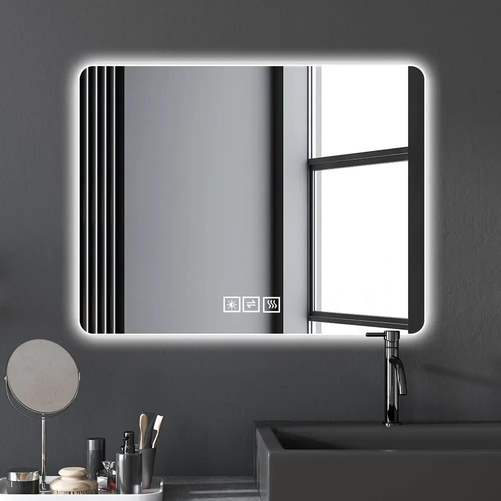 28" Bathroom Mirror With LED Lights Front And Backlit, Anti-Fog Lighted Vanity Mirrors For Wall Mounted And 5 Level Dimmable, Horizontal / Vertical - Clear by Unique Piece Furniture