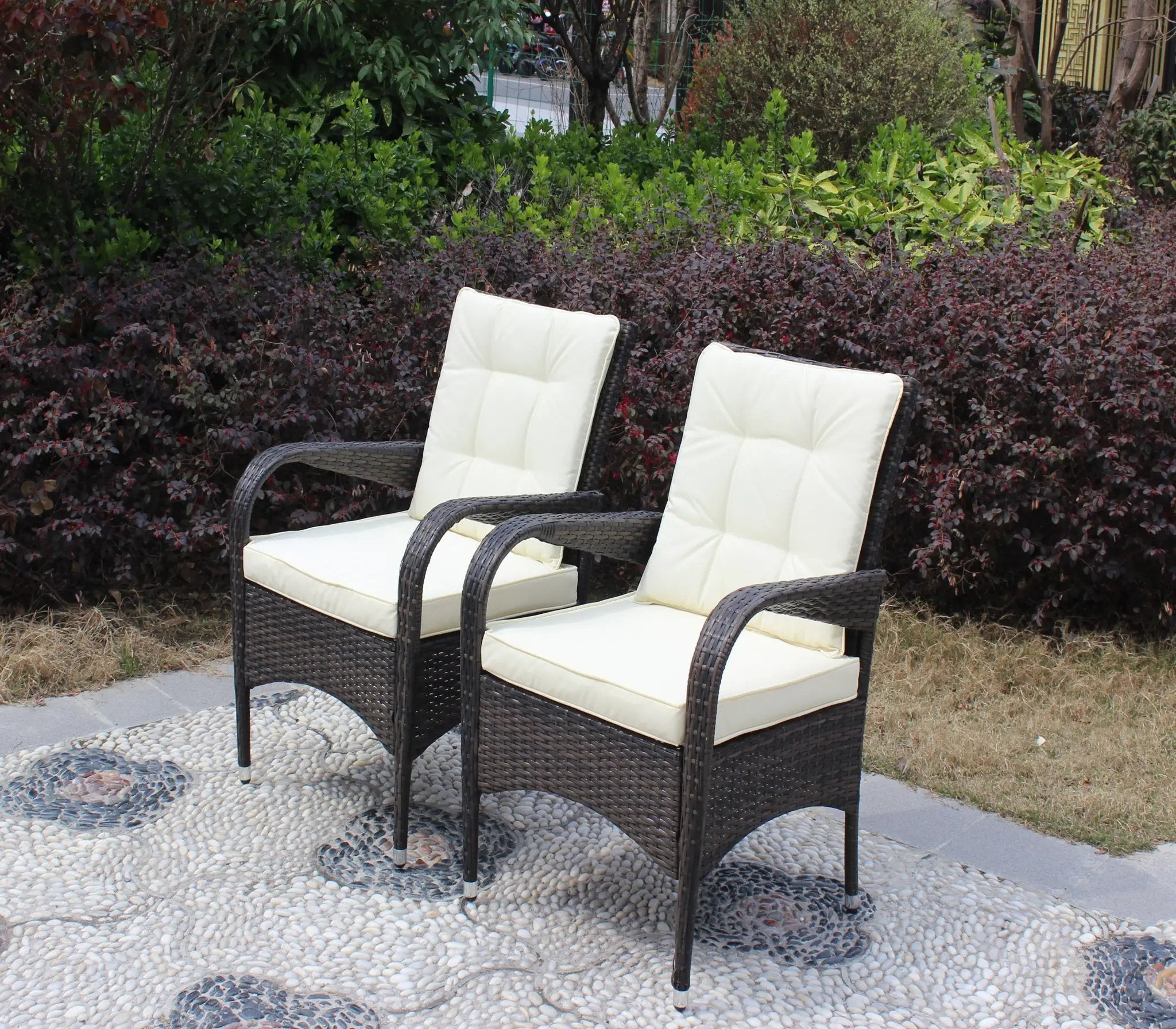 2-Piece Liberatore Dining Chairs with Beige Cushions by HouseOfZazla