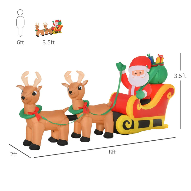 Outdoor Inflatable Santa Claus Decoration with Sleigh and Reindeer, photo 3 of 8