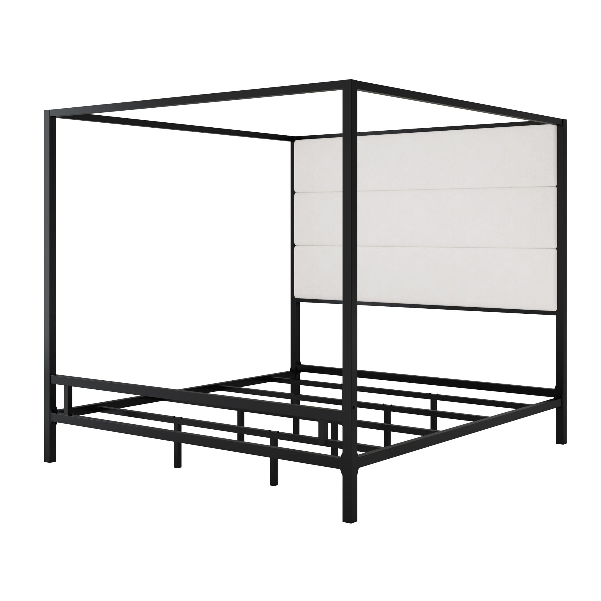 Canopy Bed With Tall Upholstered Headboard, 4 Poster Frame by HouseOfZazla