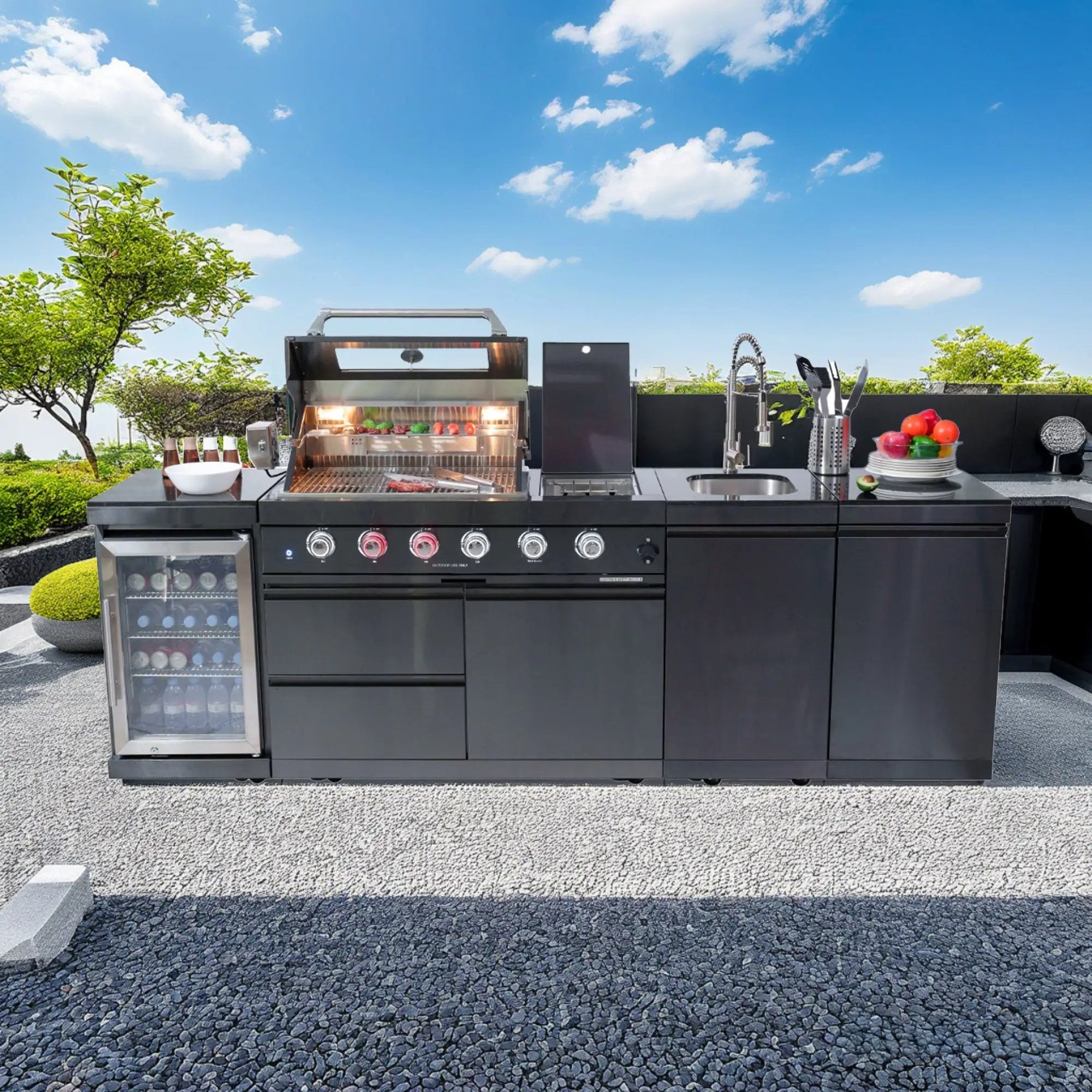 46-Inch Deluxe Stainless Steel Gas Outdoor Kitchen Barbecue Grill by HouseOfZazla