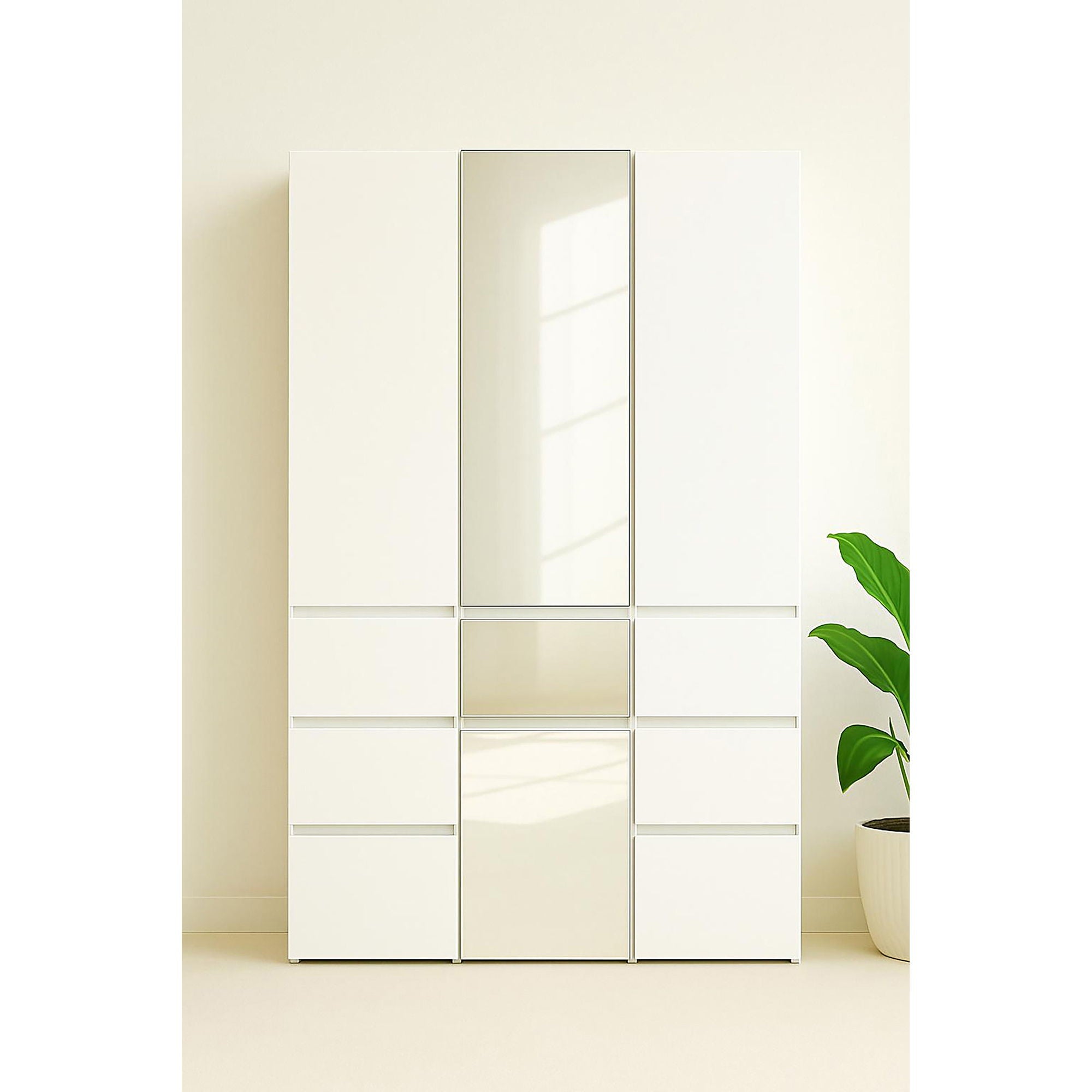Elise - Slim Modular Closet Cabinet With Mirror - White by HouseOfZazla