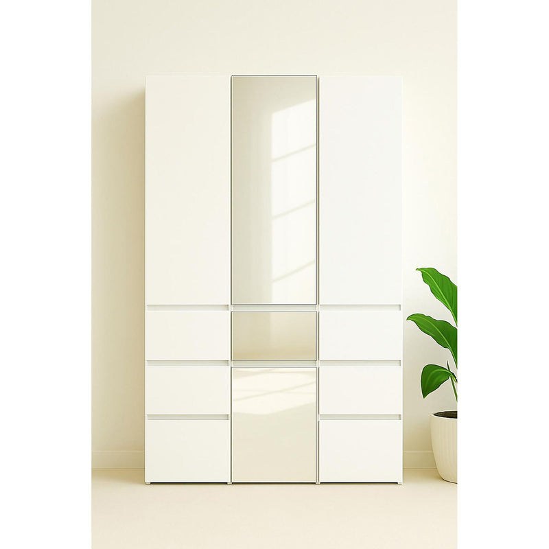 Elise - Slim Modular Closet Cabinet With Mirror - White by HouseOfZazla