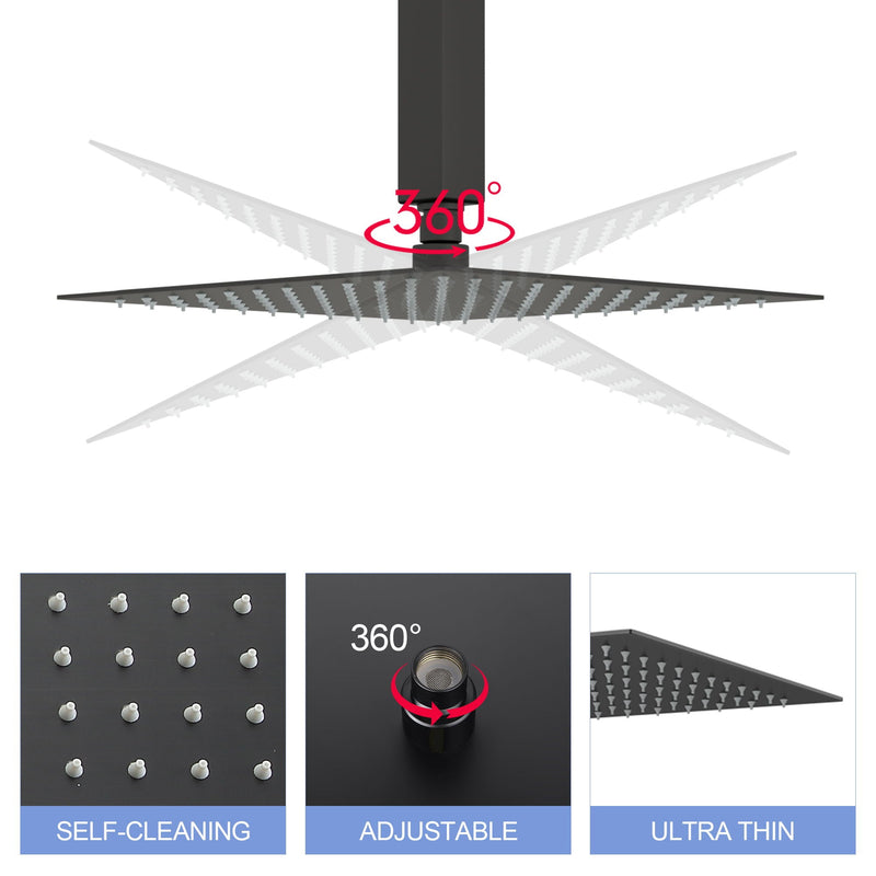 Modern 10" Square Rainfall Shower Head & Stainless Steel Wall Or Ceiling Mount Luxury Spa Shower Panel by HouseOfZazla