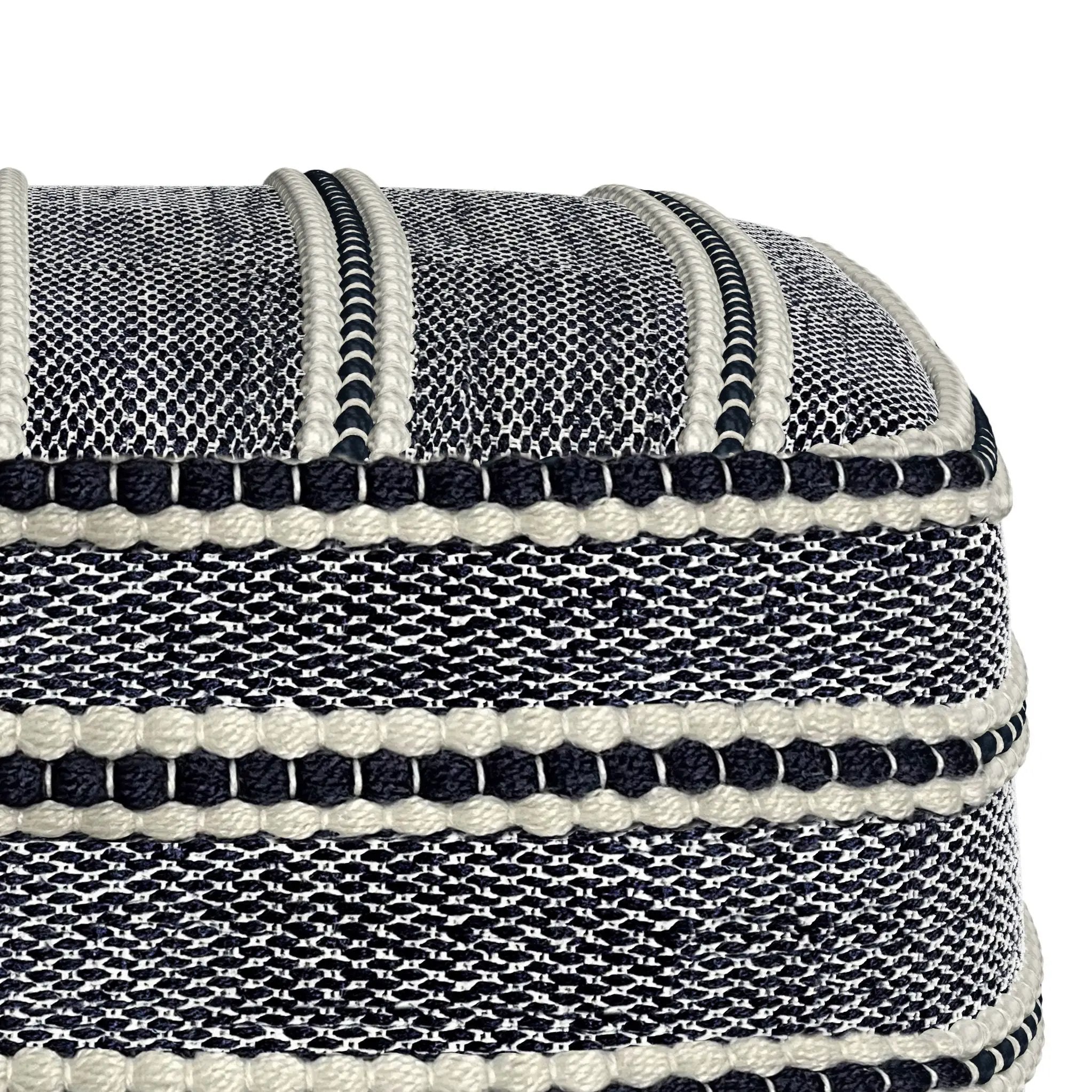 Corrie - Square Outdoor / Indoor Pouf - Navy / White by Unique Piece Furniture
