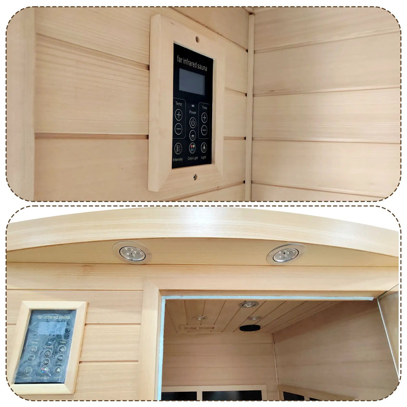 Low Emf Front Door With Heating Panel 2 Person Hemlock Far Infrared Indoor Suana Room - Natural by HouseOfZazla