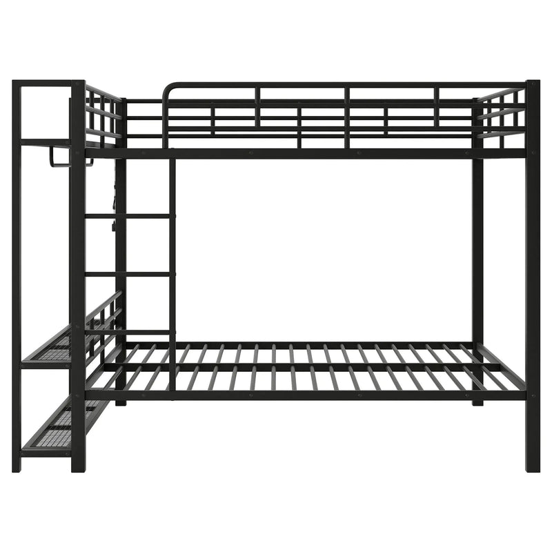 Bunk Bed With Storage Shelves, Clothes Hooks, LED Light by Unique Piece Furniture