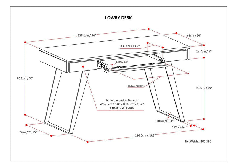 Lowry - Desk - Distressed Charcoal Brown by HouseOfZazla