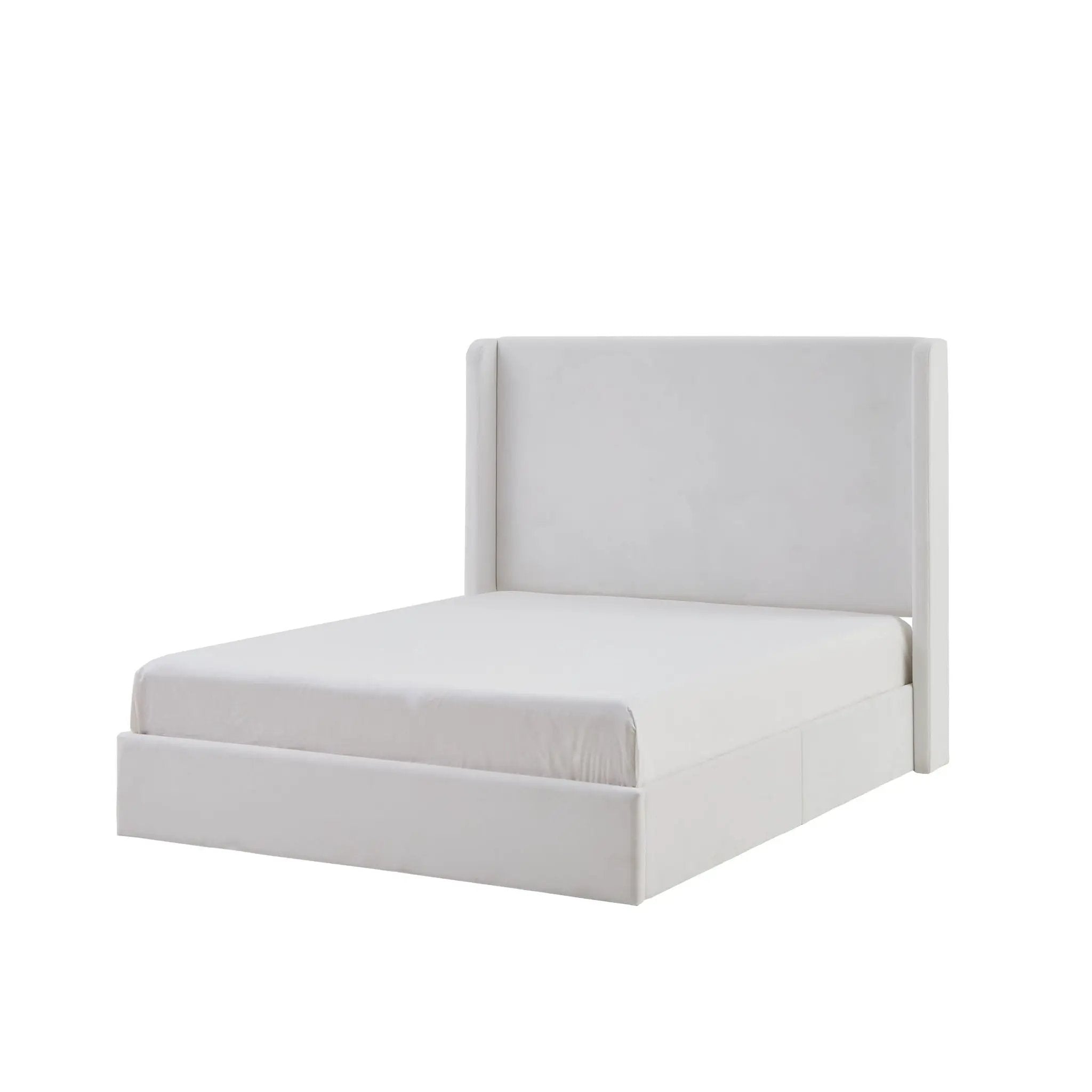 Carmen - King Size Upholstered Wingback Bed - White by HouseOfZazla