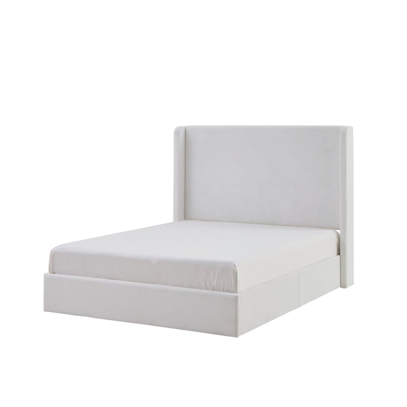 Carmen - King Size Upholstered Wingback Bed - White by HouseOfZazla