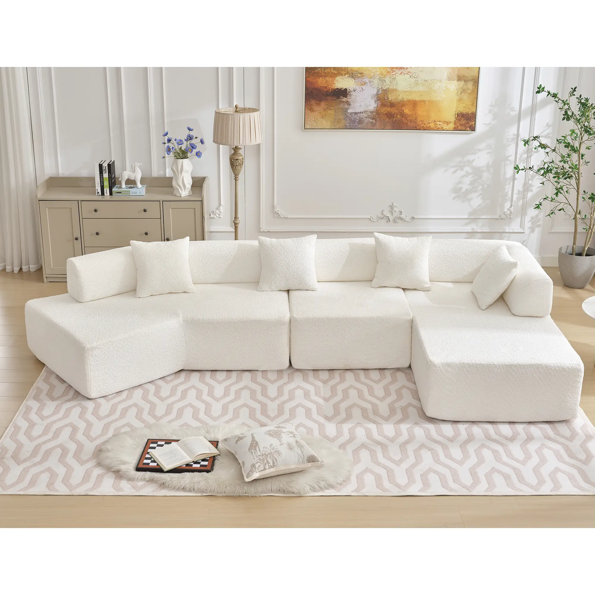 Modern Minimalist 140" L-Shape Couch by HouseOfZazla