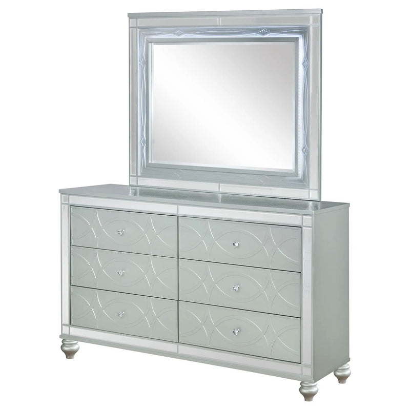 Gunnison 6-drawer Dresser with Mirror Silver Metallic by Unique Piece Furniture