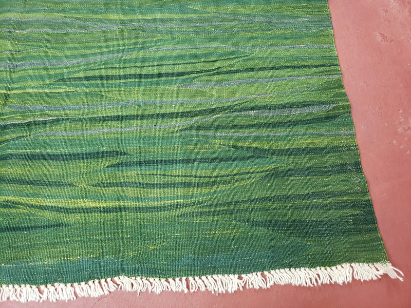 Green Turkish Kilim Rug, 6x9 - 7x10 Rugs, Bird, Handmade New Area Rug, Wool, Bohemian Boho Decor, Hand Woven, Modern Abstract Flat Weave Rug by Jewel Rugs