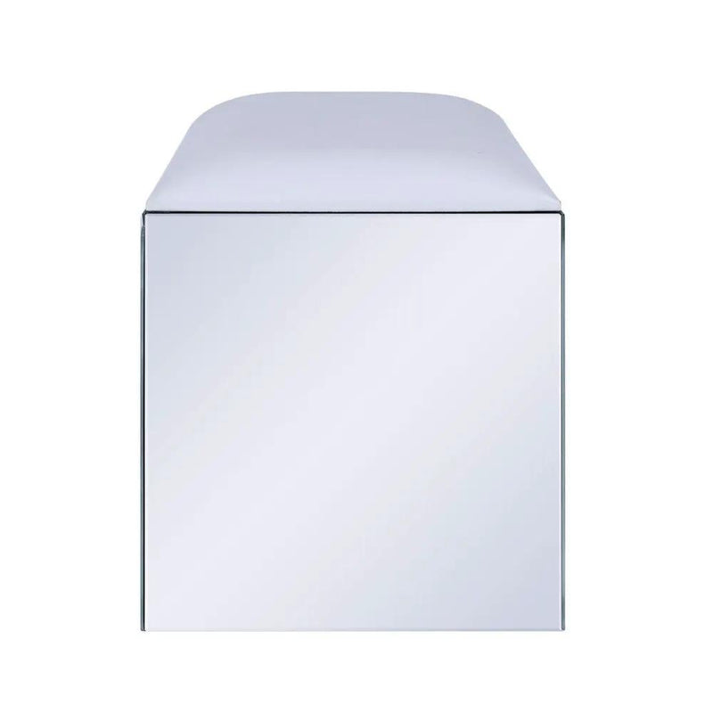 Noralie - Vanity Stool - Synthetic Leather , Mirrored & Faux Diamonds by Unique Piece Furniture