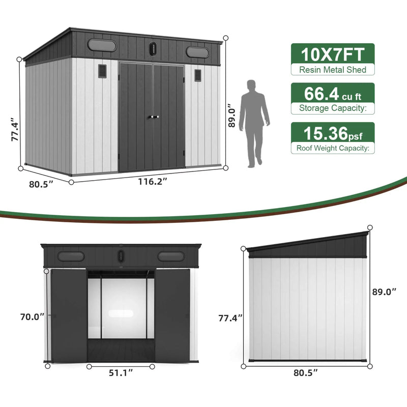 [07X10FT] Alora Heavy-Duty Weather-Resistant Steel-Reinforced Plastic Storage Shed With Floor (SAK93148) by SAKSBY WHOLESALE