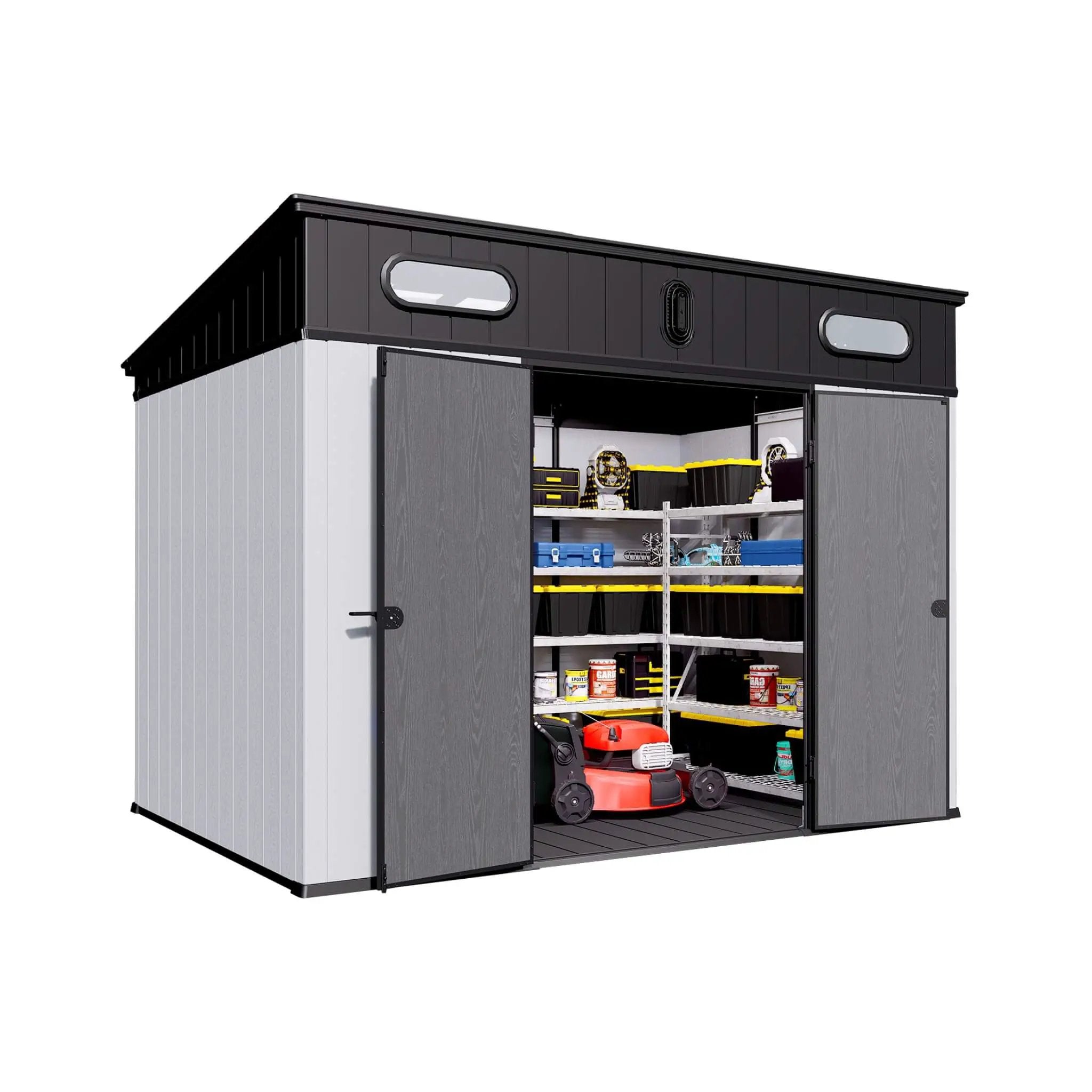 [07X10FT] Alora Heavy-Duty Weather-Resistant Steel-Reinforced Plastic Storage Shed With Floor (SAK93148) by SAKSBY WHOLESALE