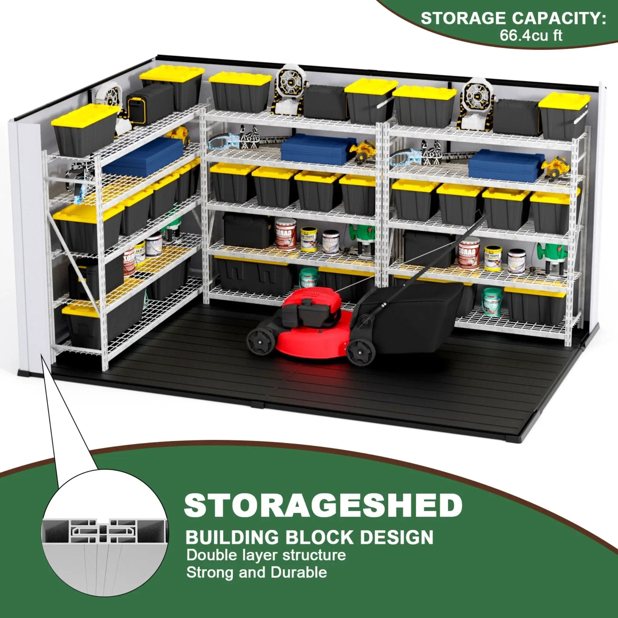 [07X10FT] Alora Heavy-Duty Weather-Resistant Polypropylene Storage Shed With Floor And Reinforced Steel Frame (SAK67455) by SAKSBY WHOLESALE