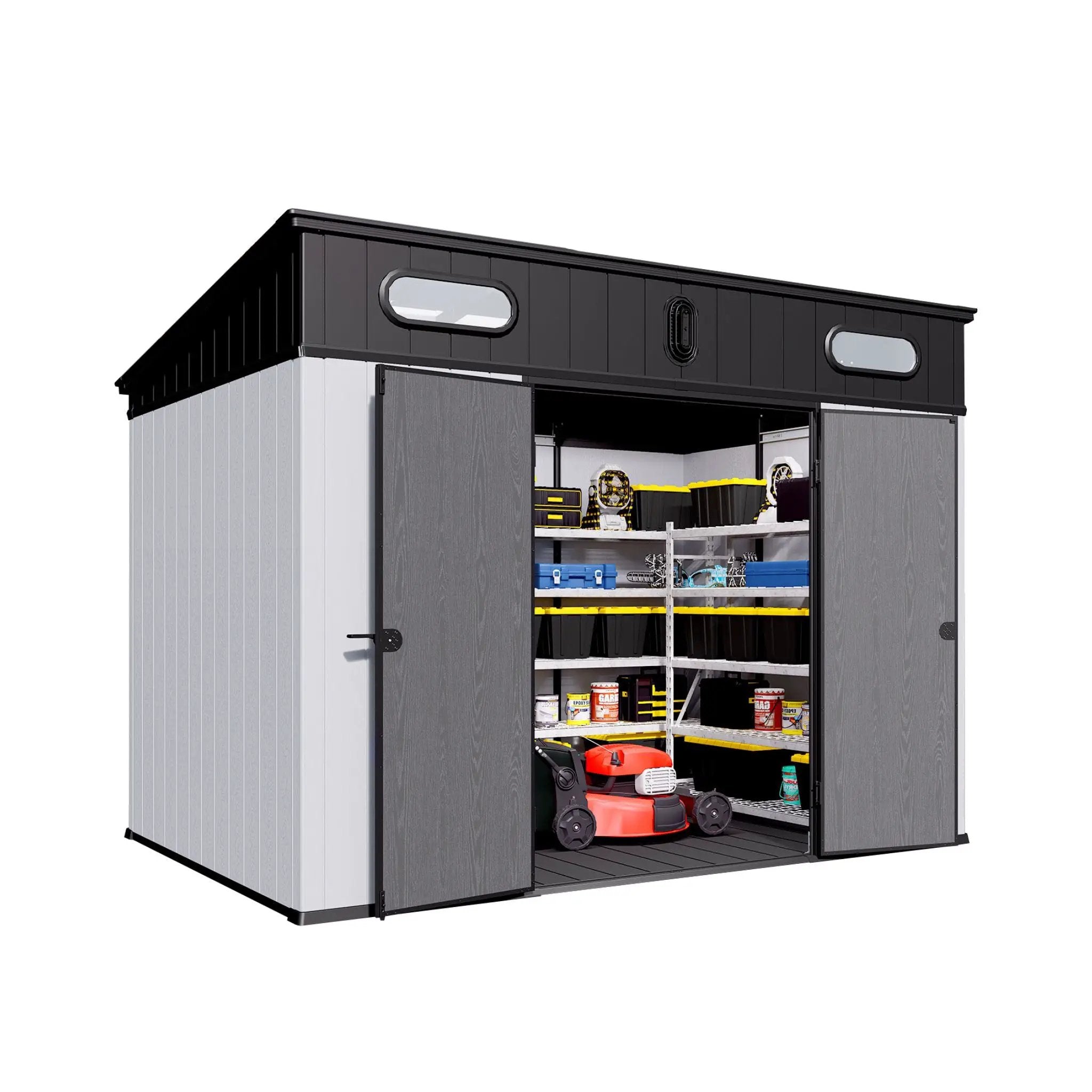 [07X10FT] Alora Heavy-Duty Weather-Resistant Polypropylene Storage Shed With Floor And Reinforced Steel Frame (SAK67455) by SAKSBY WHOLESALE