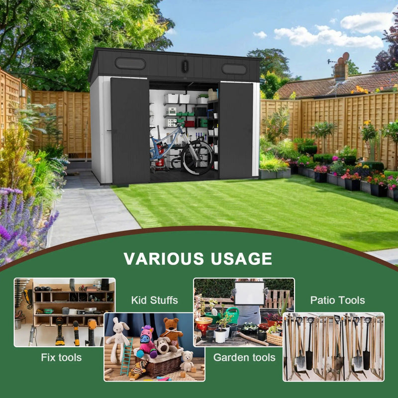 [07X10FT] Alora Heavy-Duty Weather-Resistant Polypropylene Storage Shed With Floor And Reinforced Steel Frame (SAK67455) by SAKSBY WHOLESALE