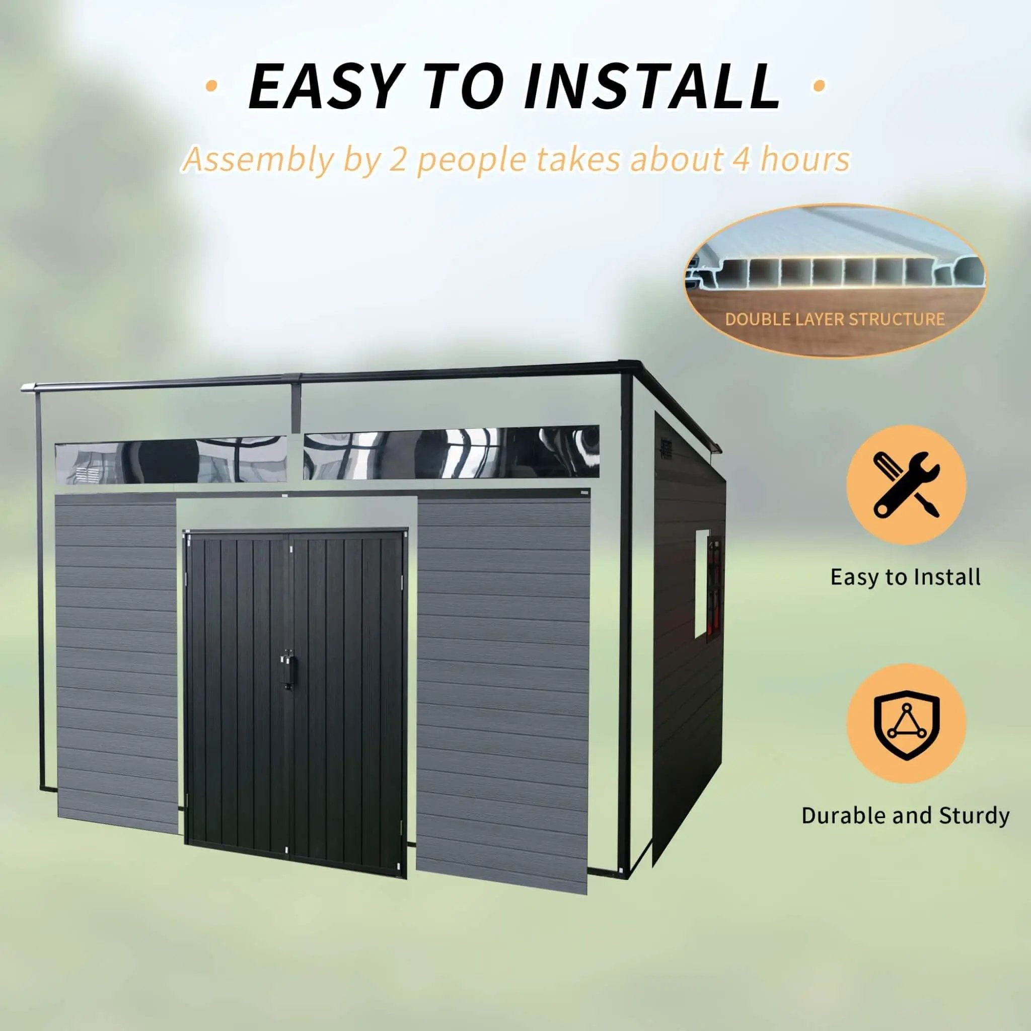 [07X10FT] Alora Outdoor Resin Garden Shed With Floor, Window, And Lockable Door (SAK25987) by SAKSBY WHOLESALE