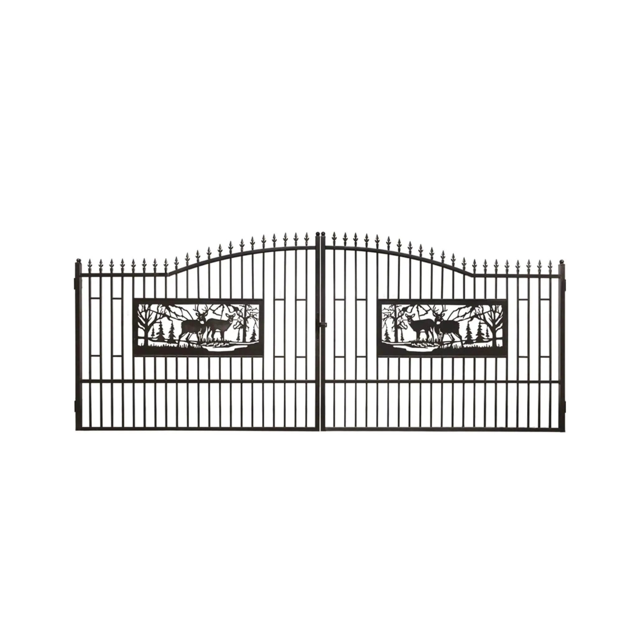 [07X20FT] Heavy-Duty Deer Motif Style Bi-Parting Galvanized Steel Driveway Entrance Gate (SAK68731) by SAKSBY WHOLESALE