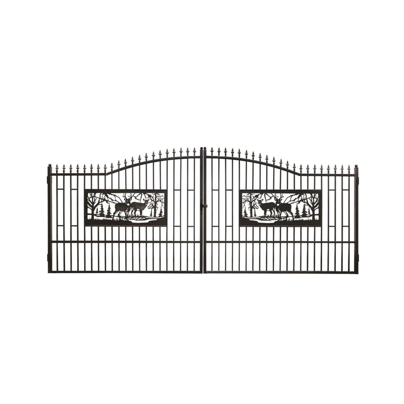 [07X20FT] Heavy-Duty Deer Motif Style Bi-Parting Galvanized Steel Driveway Entrance Gate (SAK68731) by SAKSBY WHOLESALE