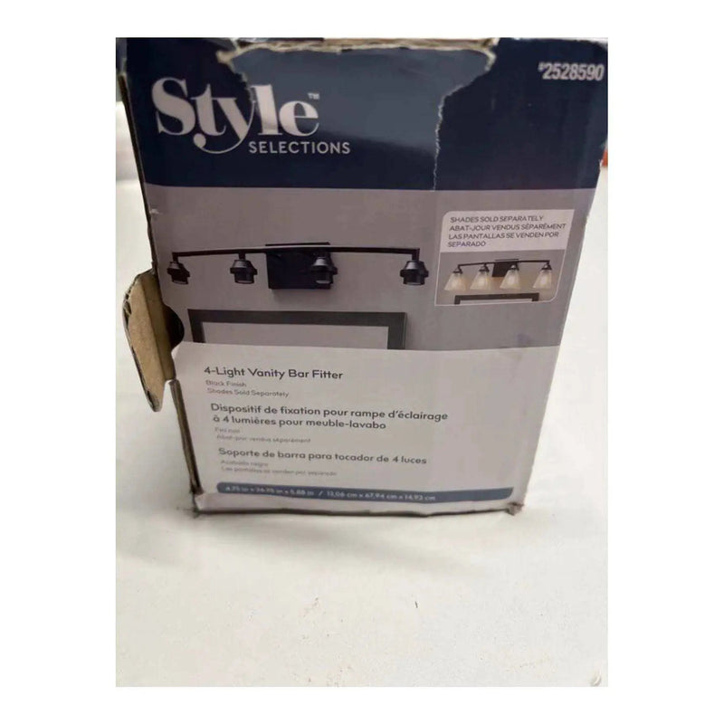 Style Selections 26.75-in 4-Light Black Transitional Vanity Light by Selzalot