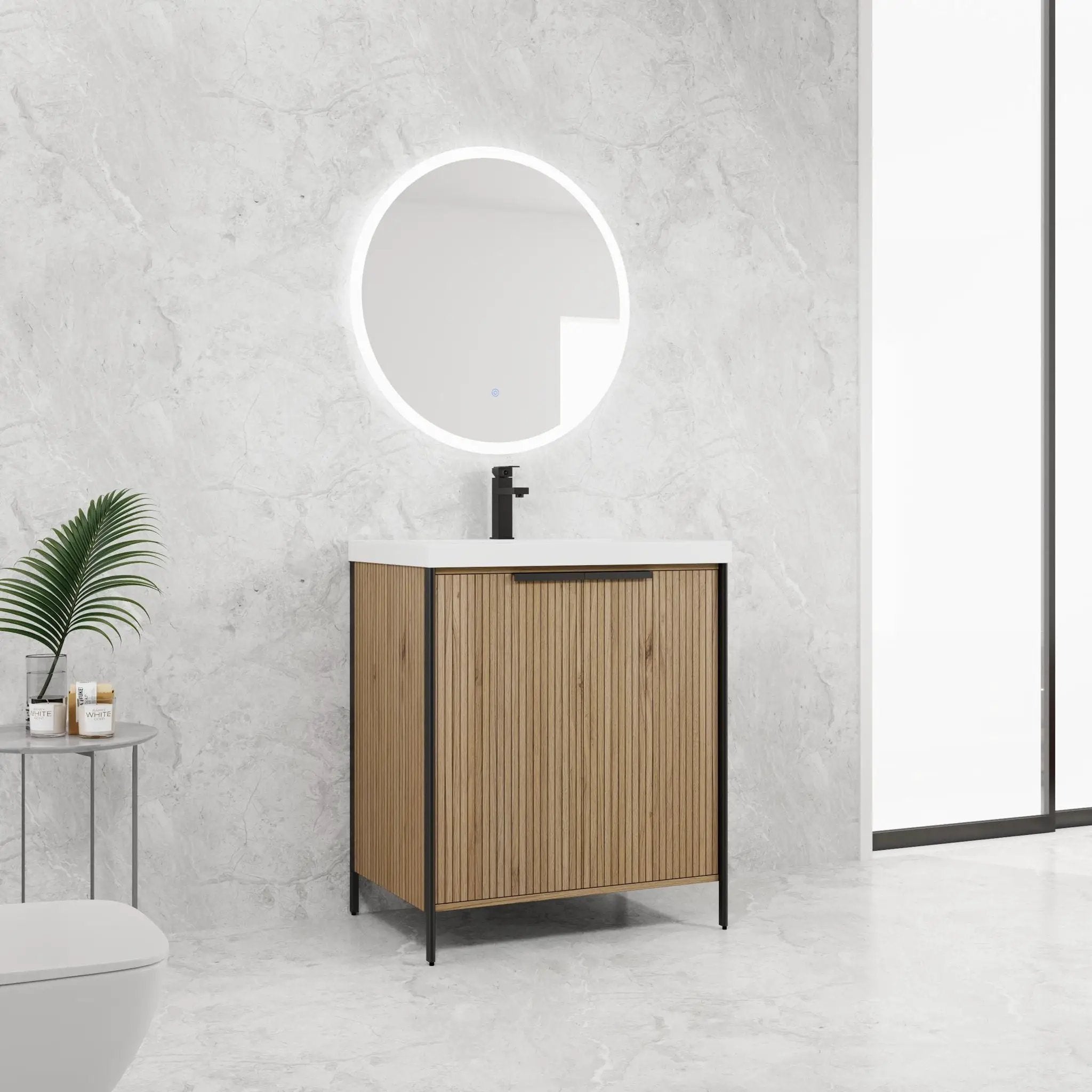 Modern Freestanding Bathroom Vanity With Resin Sink & Soft Close Cabinet Doors by Unique Piece Furniture