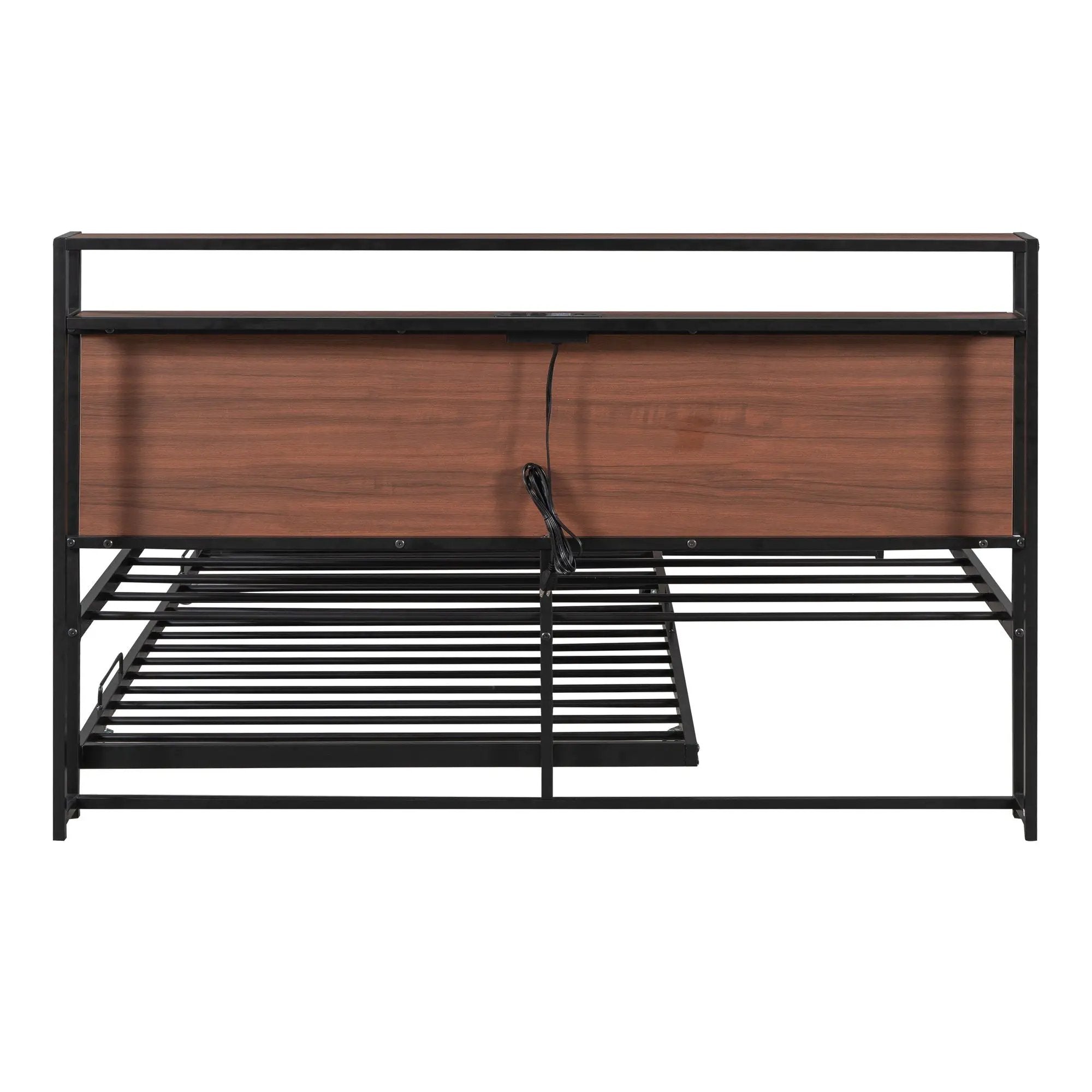 Platform Bed Frame With Trundle, USB Ports And Slat Support, No Box Spring Needed by HouseOfZazla