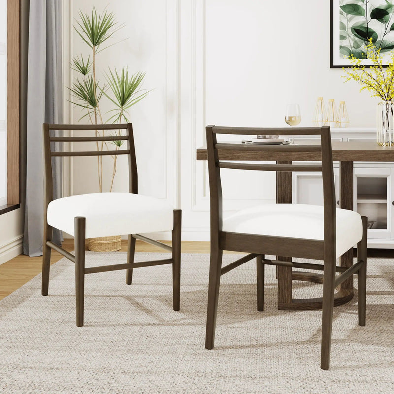 Farmhouse Style Dining Chair Set With Ladder Back Design by HouseOfZazla