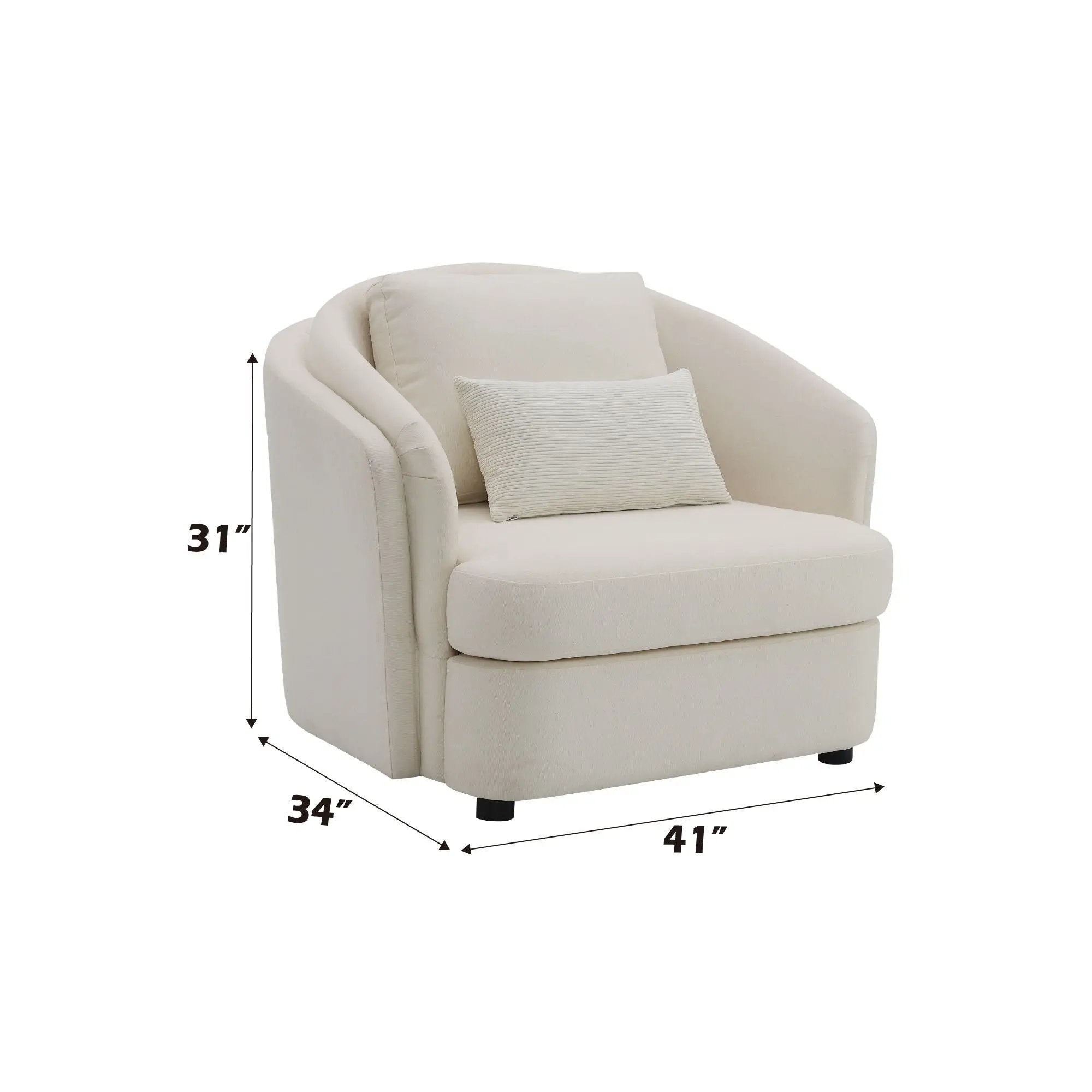 Mariko Linen Chair With 1 Toss Pillow - Beige by HouseOfZazla