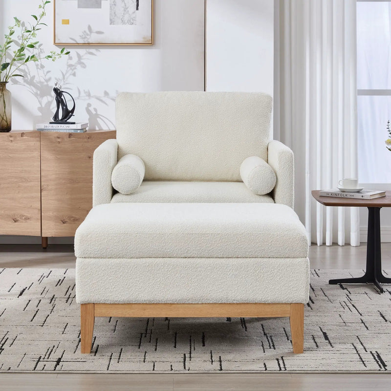 Oversized 360 Degree Swivel Barrel Accent Chair And Ottoman Set With Storage by Unique Piece Furniture