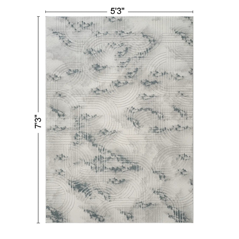 Geometrix - 5'3" X 7'3" Area Rug / Geometric 3D Effect - Ivory / Gray by Unique Piece Furniture