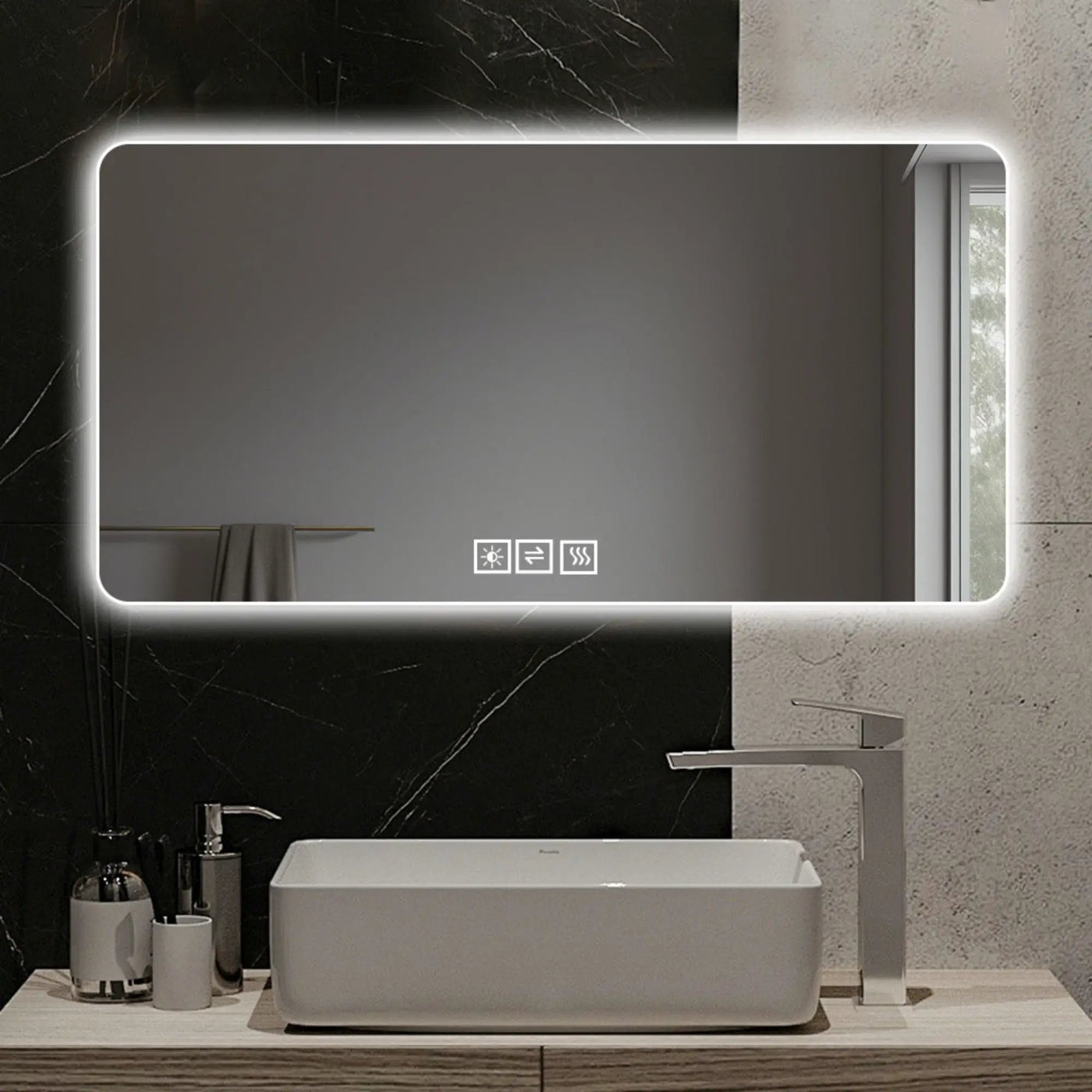 LED Bathroom Mirror With 3 Color Dimmable Backlight by HouseOfZazla