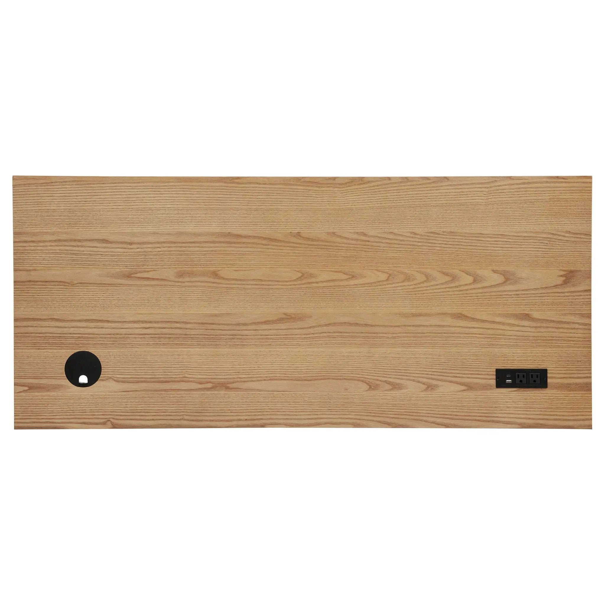 Vermes 55-inch 3-drawer Writing Desk with Power Outlet Light Ash by Unique Piece Furniture