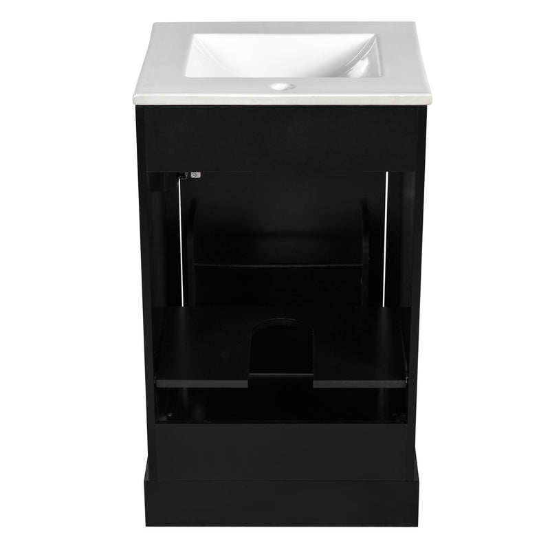 Elegant Bathroom Vanity With Ceramic Sink, Soft Close Door, Adjustable Shelf by HouseOfZazla