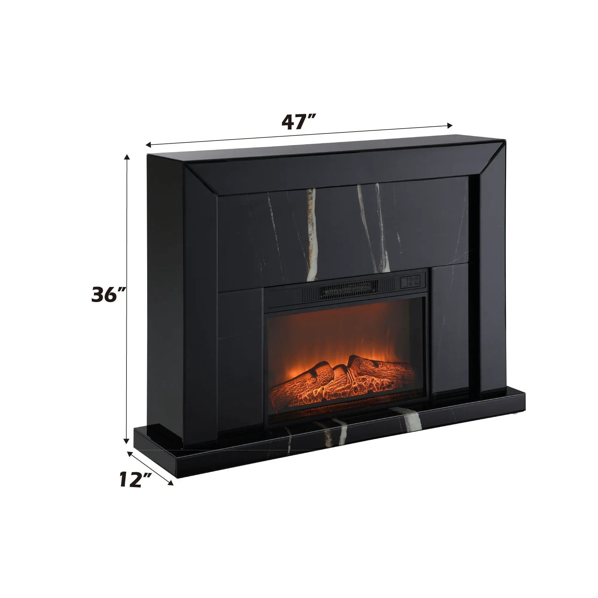 Drisana - Mirrored Fireplace - Black by Unique Piece Furniture