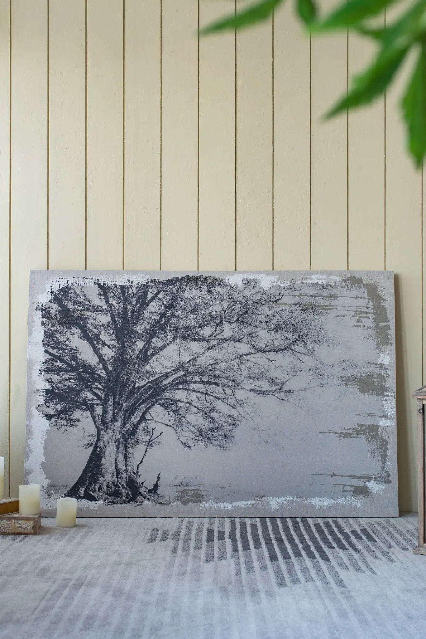 Large Arboreal Shelter Canvas Art Print, Traditional Style Floral Wall Art, Home Decor Accent Piece - Gray / White Matte by Unique Piece Furniture