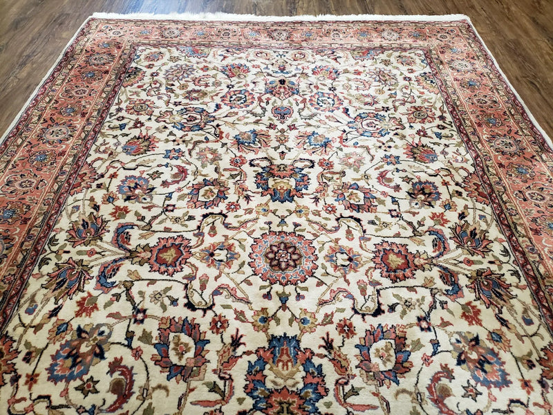 6x9 Top Quality Handmade Wool Area Rug Floral Allover Carpet Veg Dyes Beige by Jewel Rugs