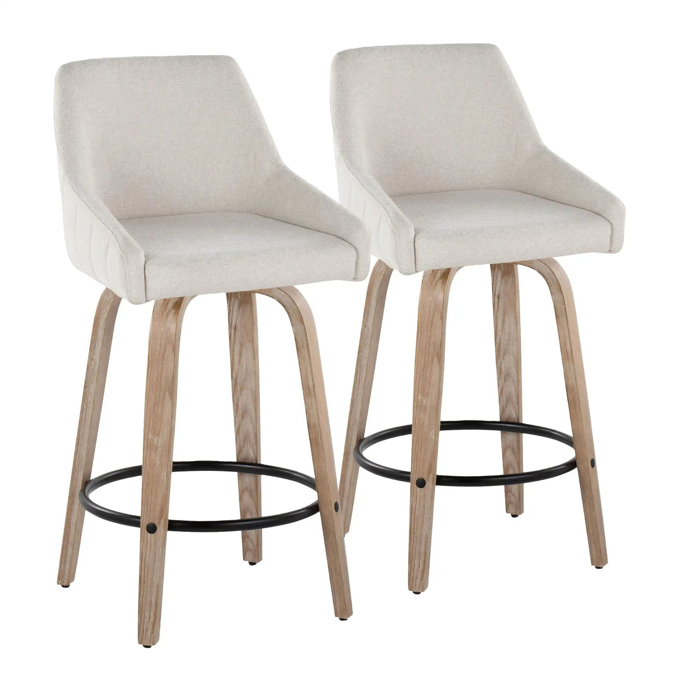 Hannah - Transitional Fixed Height Counter Stool With Swivel With Round Footrest (Set of 2) by HouseOfZazla