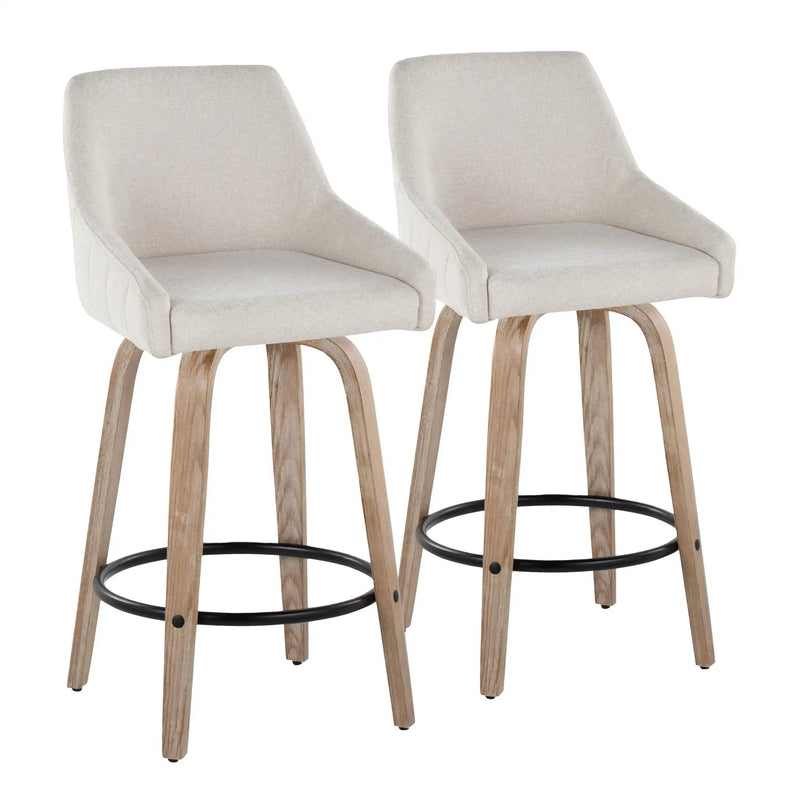 Hannah - Transitional Fixed Height Counter Stool With Swivel With Round Footrest (Set of 2) by HouseOfZazla