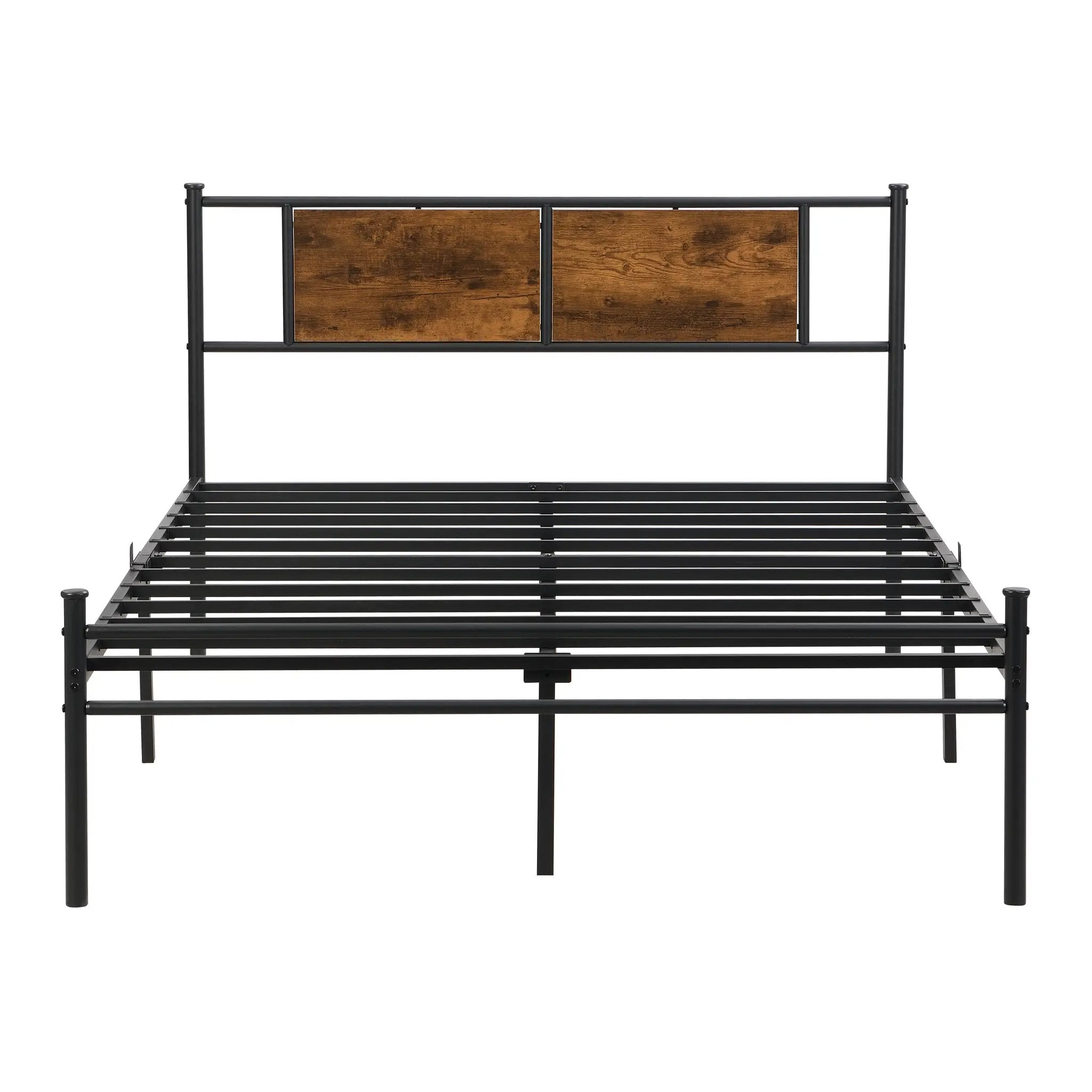 California King Bed Frame - Stylish Design with Wood Panel Headboard by HouseOfZazla