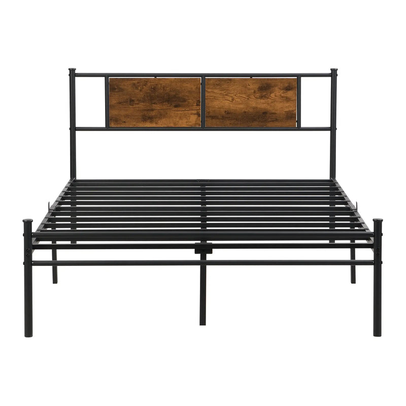 California King Bed Frame - Stylish Design with Wood Panel Headboard by HouseOfZazla