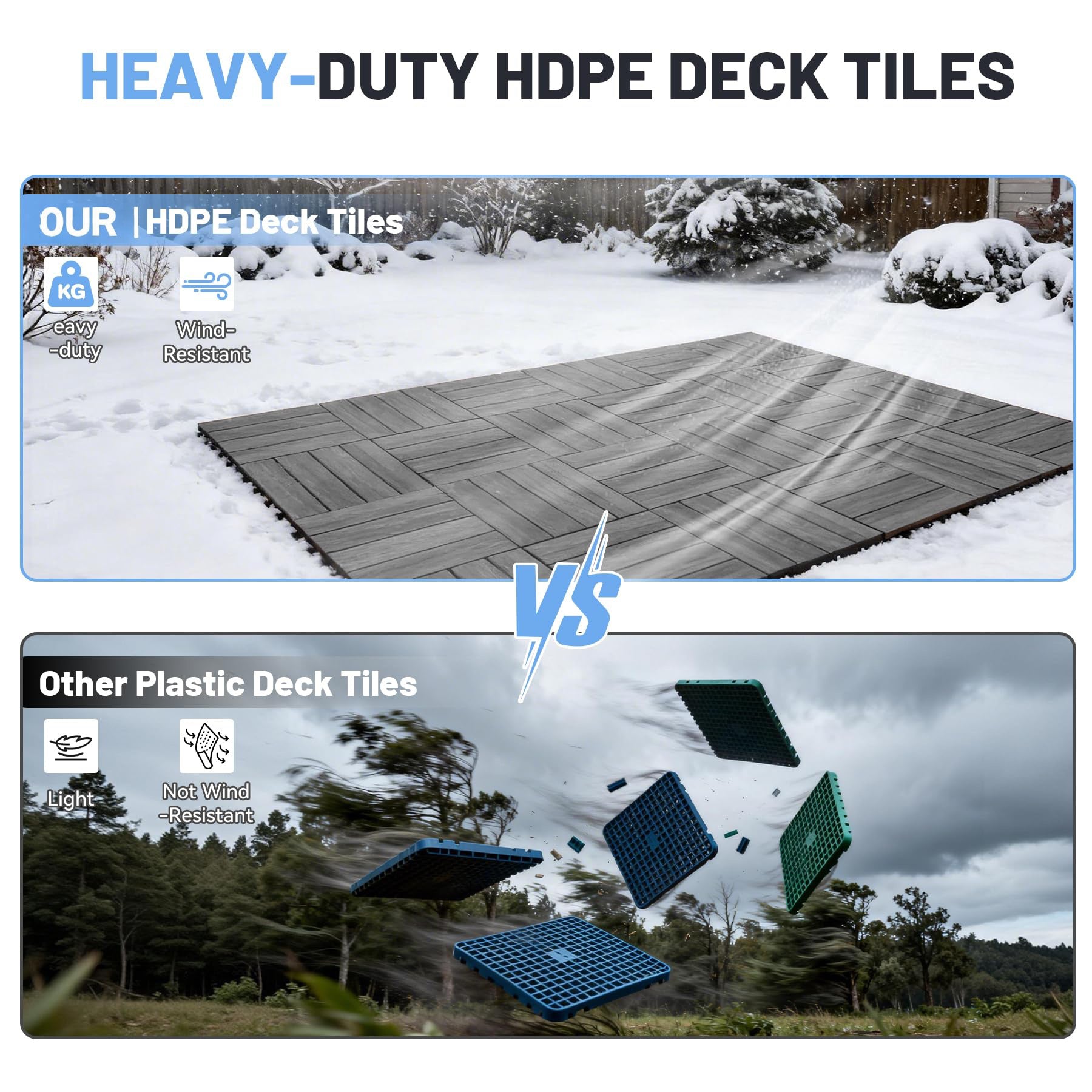 44 Pcs Interlocking Deck Tiles, 12" x 12" HDPE Outdoor Flooring by HouseOfZazla