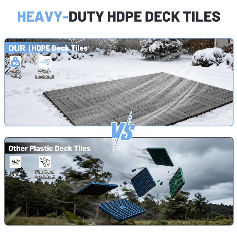 44 Pcs Interlocking Deck Tiles, 12" x 12" HDPE Outdoor Flooring by HouseOfZazla